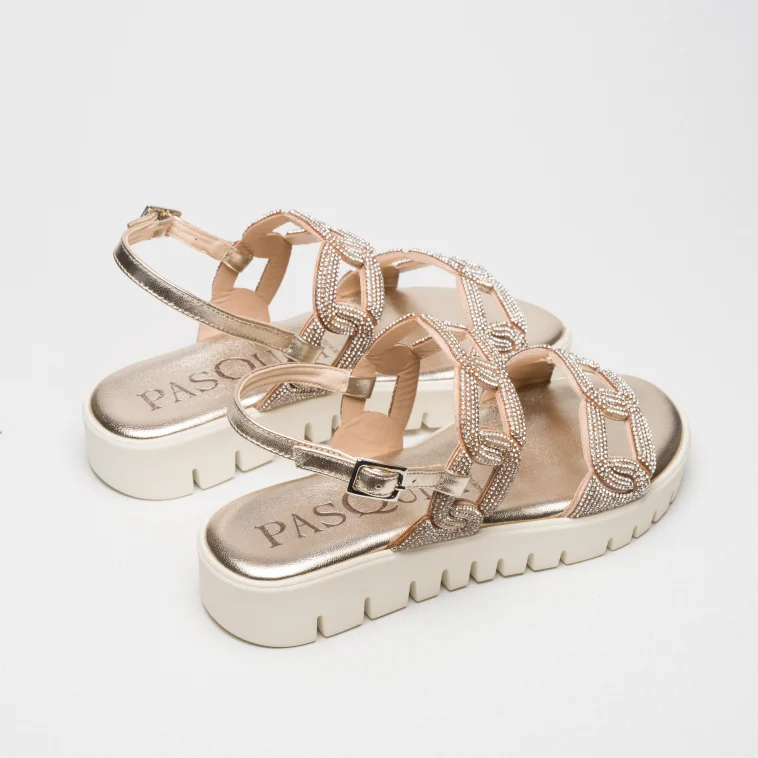 Pasquini Greta sandalo tortora con strass