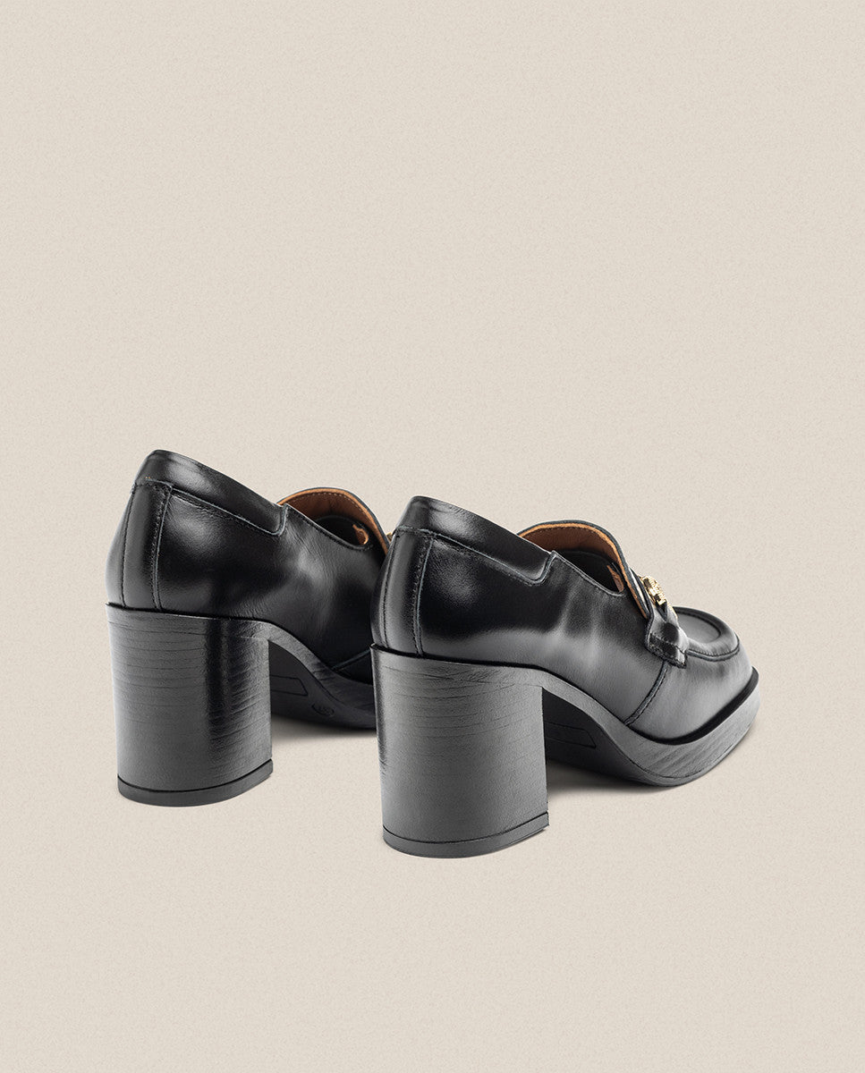 Yokono Kolin-011 mocassino con tacco nero tacco 6 cm