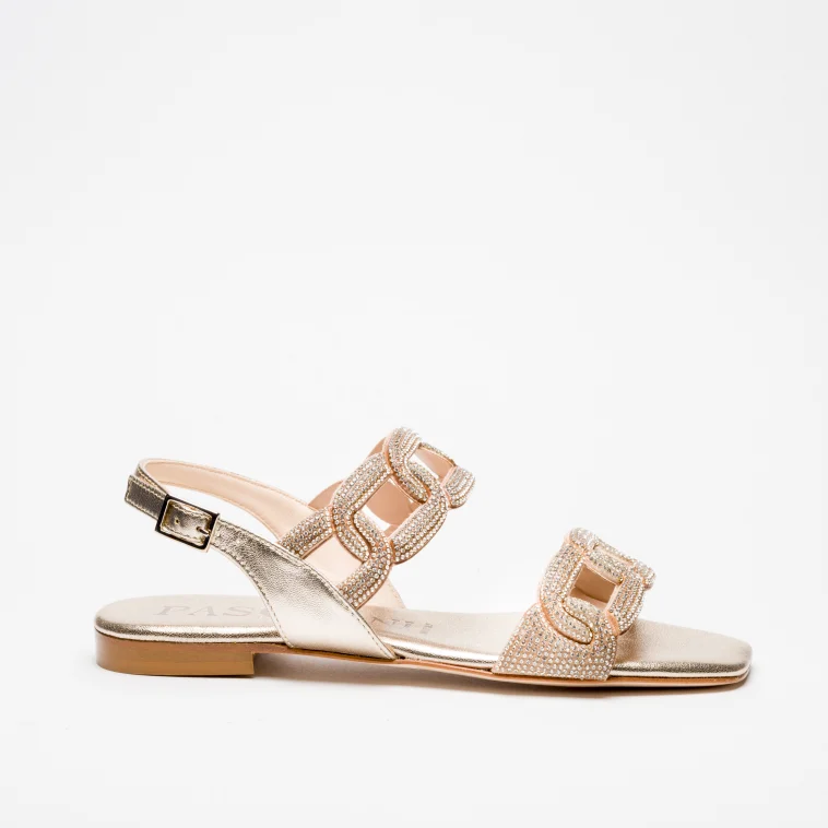 Pasquini Giulia sandalo tortora flat strass