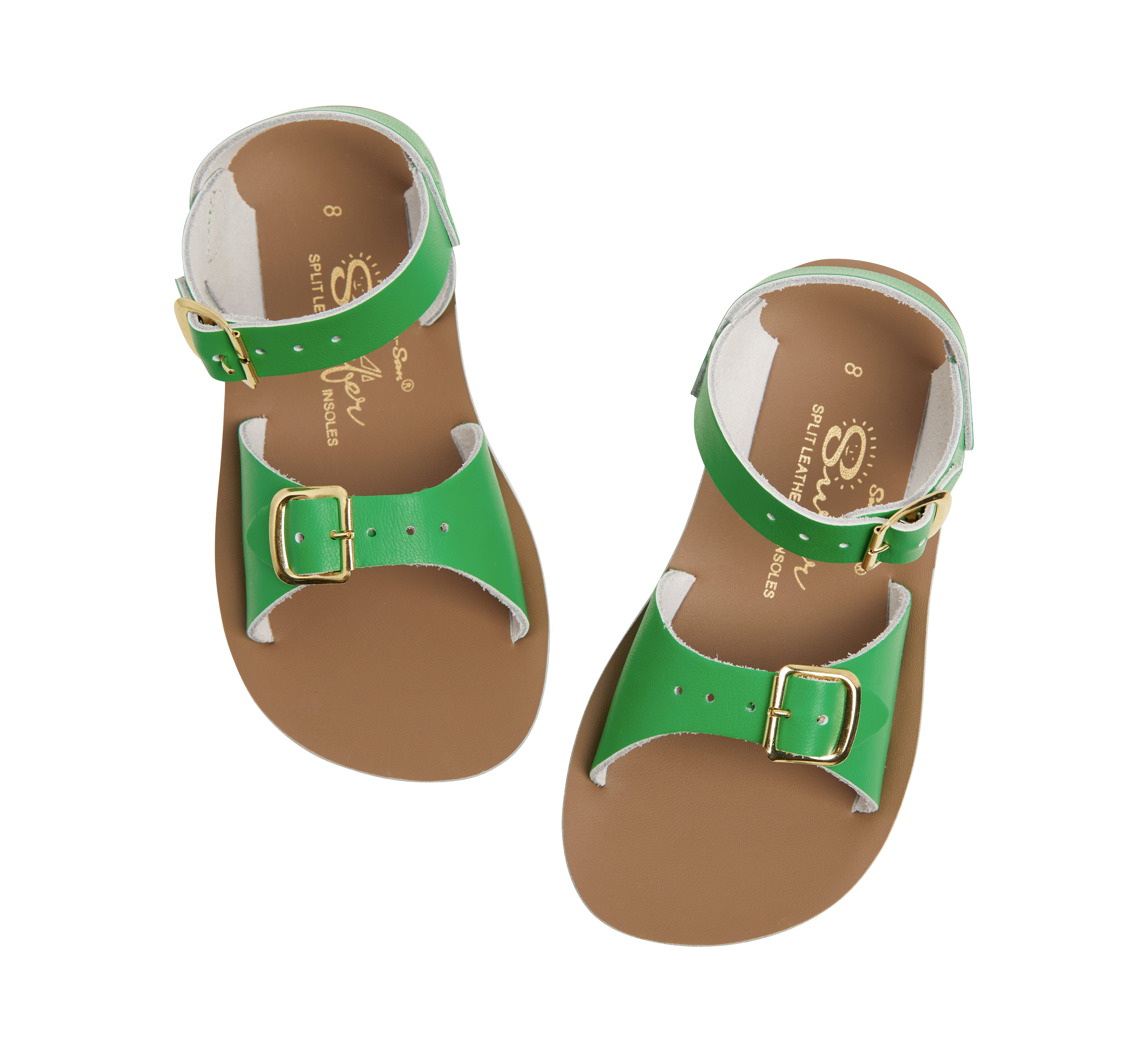 Salt-Water Surfer sandali bimbo verde kelly in cuoio