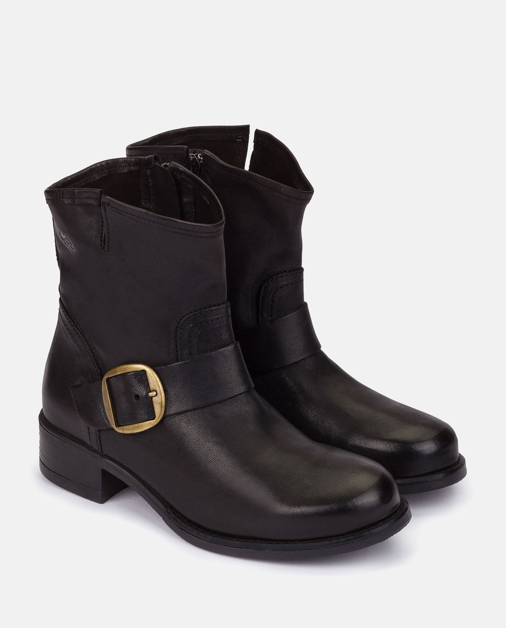 Yokono MONS-001 stivaletti donna nero pelle fibbia