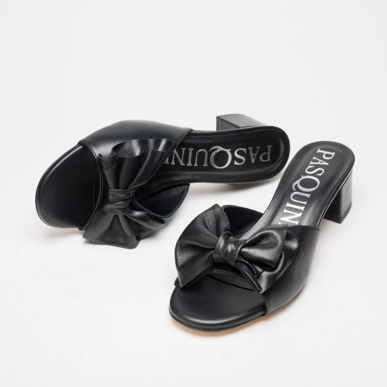 Pasquini Vicky sabot nero con fiocco tacco 4 cm
