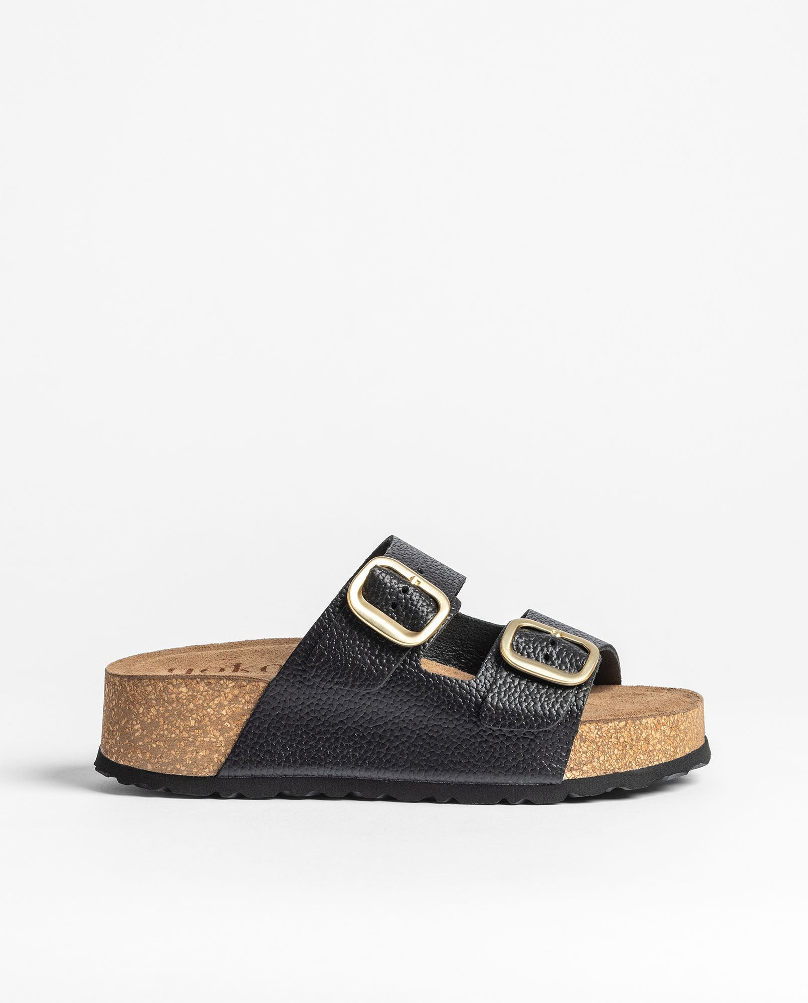 Yokono Wiwi 003 sandali plateau nero in pelle con fibbie