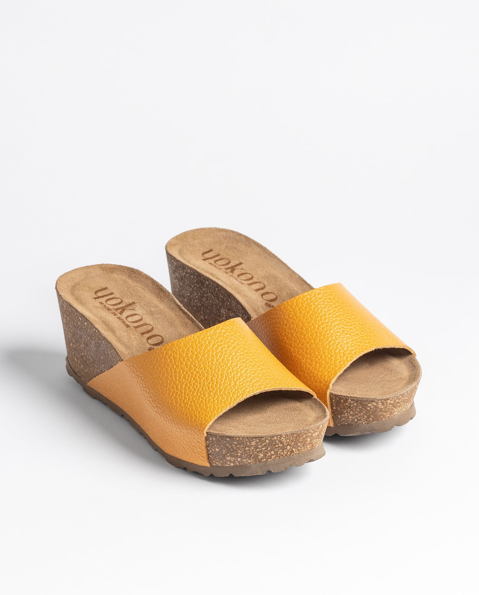 Yokono Bari 265 sandali zeppa arancione in pelle minimal