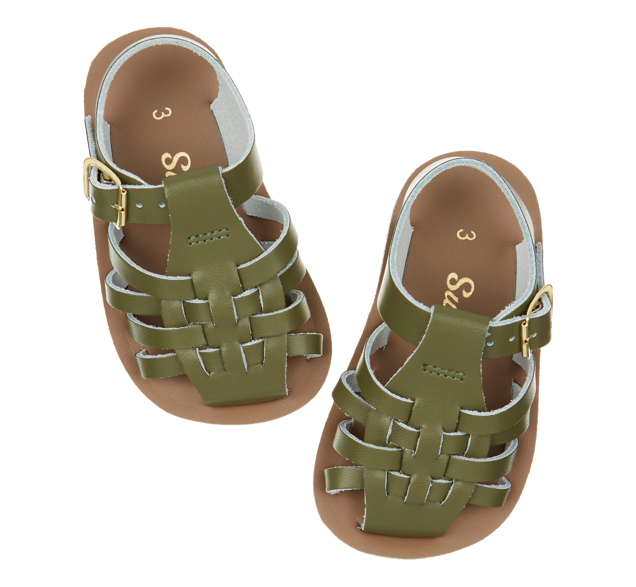 Salt-Water Sailor sandali bambino verde oliva in cuoio