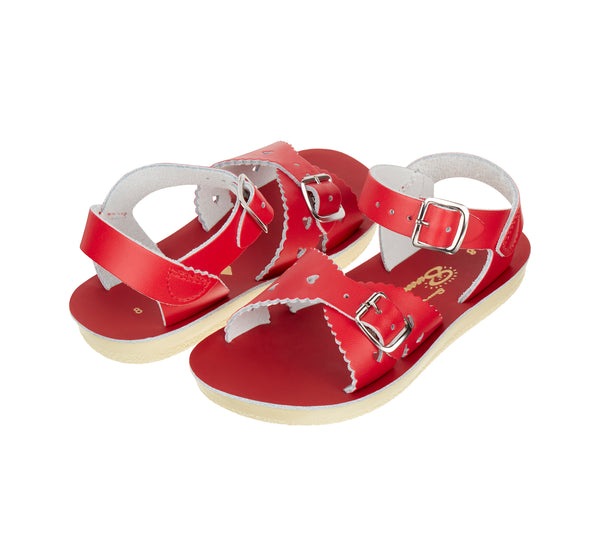 Salt-Water Sandals Sweetheart sandali bimba rossi in cuoio