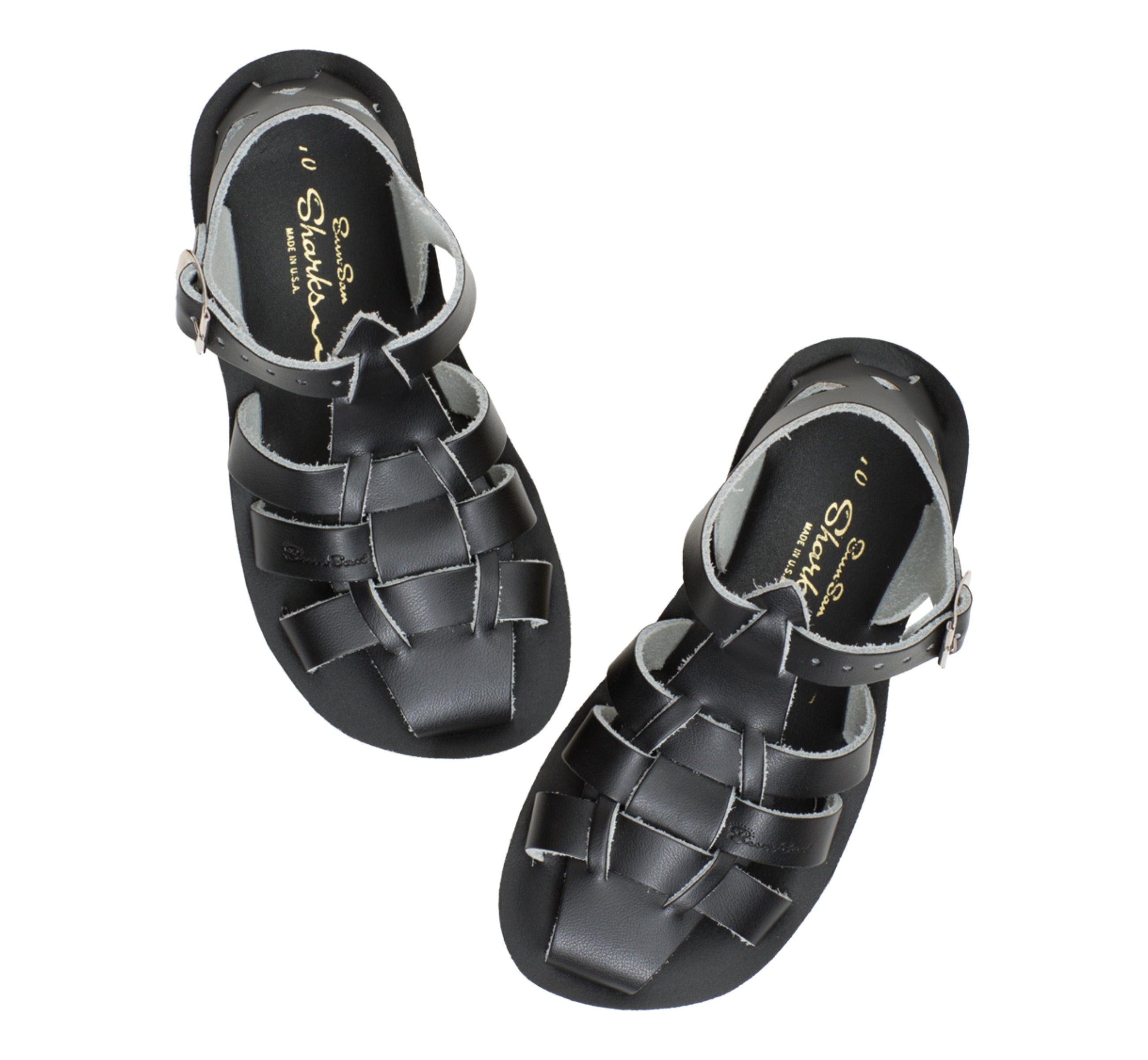 Salt-Water Shark sandali bambino nero in cuoio