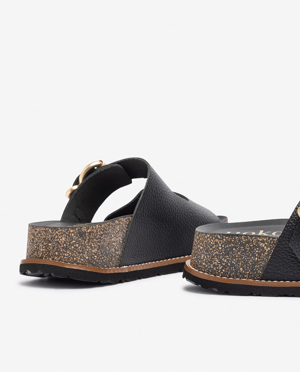 Yokono Oca-252 sandali plateau donna neri in pelle