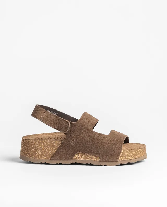 Yokono Wiwi-261 sandali plateau marrone in pelle con velcro