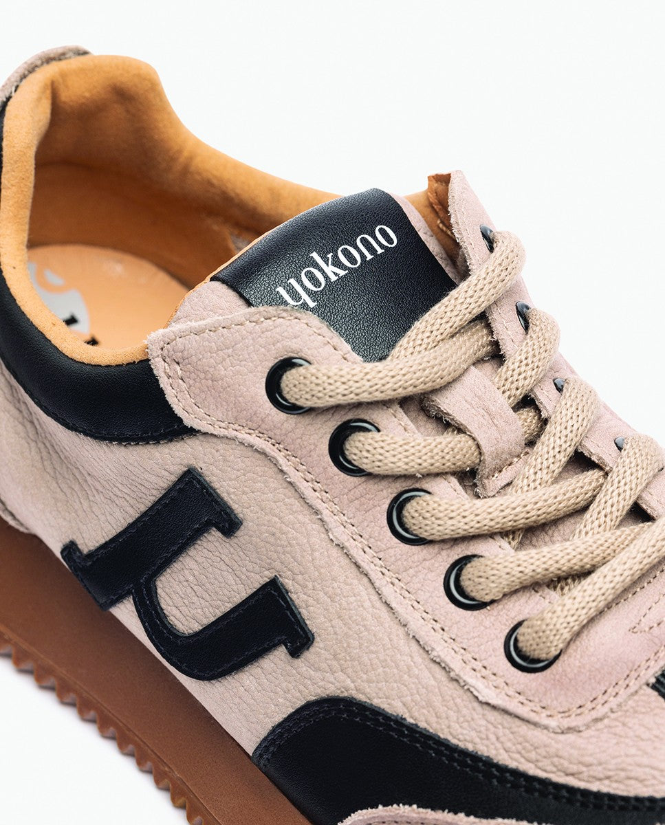 Yokono Guam-001 sneakers donna beige in pelle