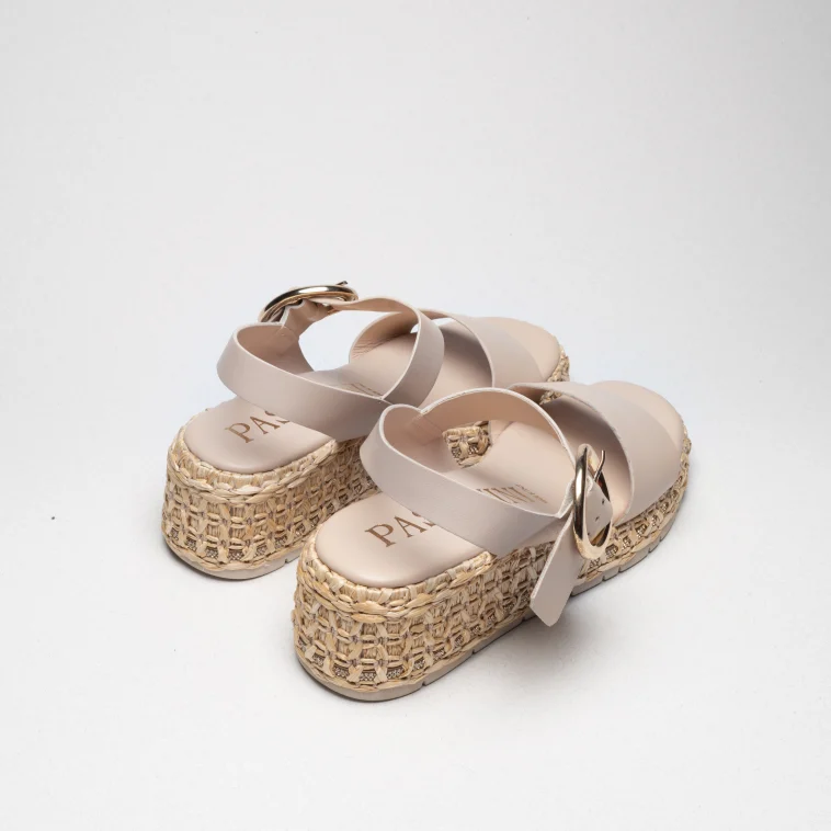 Pasquini Dafne sandalo zeppa nude 6 cm in pelle