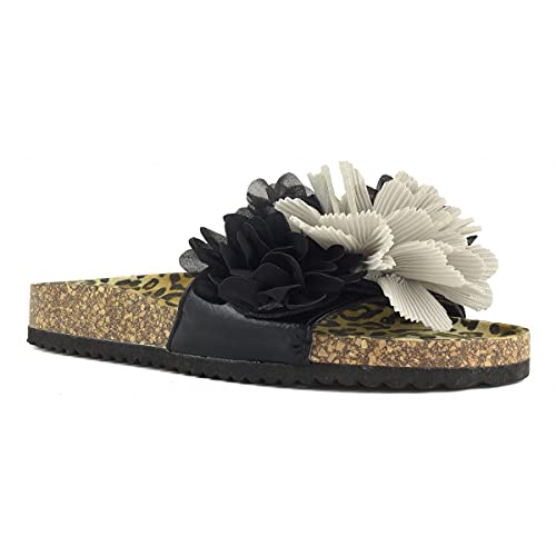 Colors of California Slide ciabatte donna nere con fiori