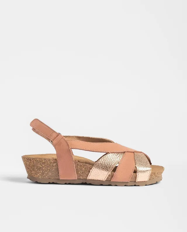 Yokono Monaco 264 sandali zeppa rosa in pelle
