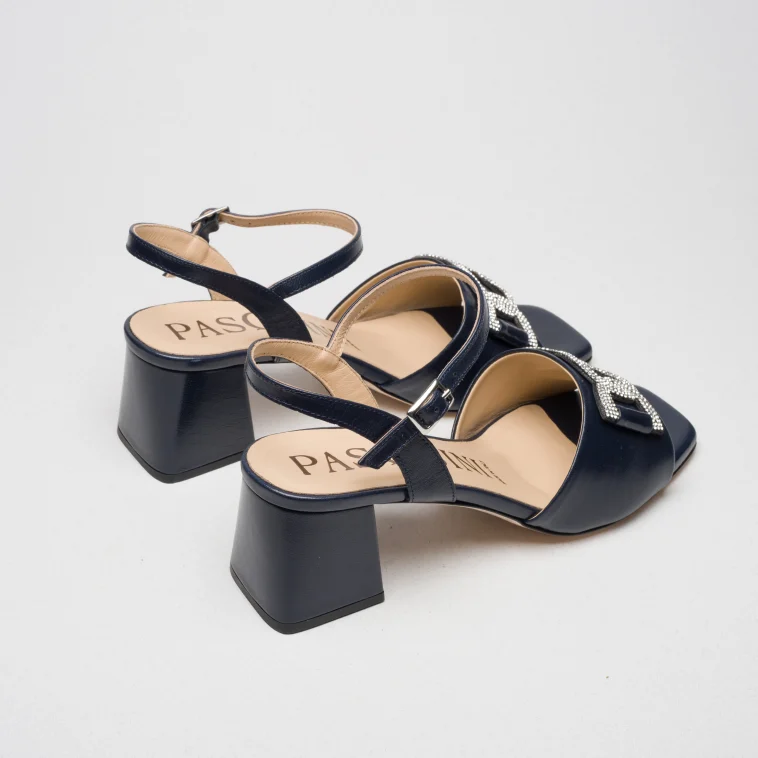 Pasquini Nina sandalo blu tacco 6 cm strass