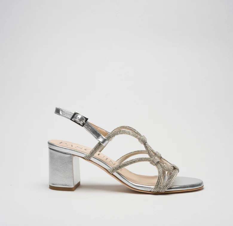 Pasquini Calzature Lux sandalo argento strass tacco 6 cm