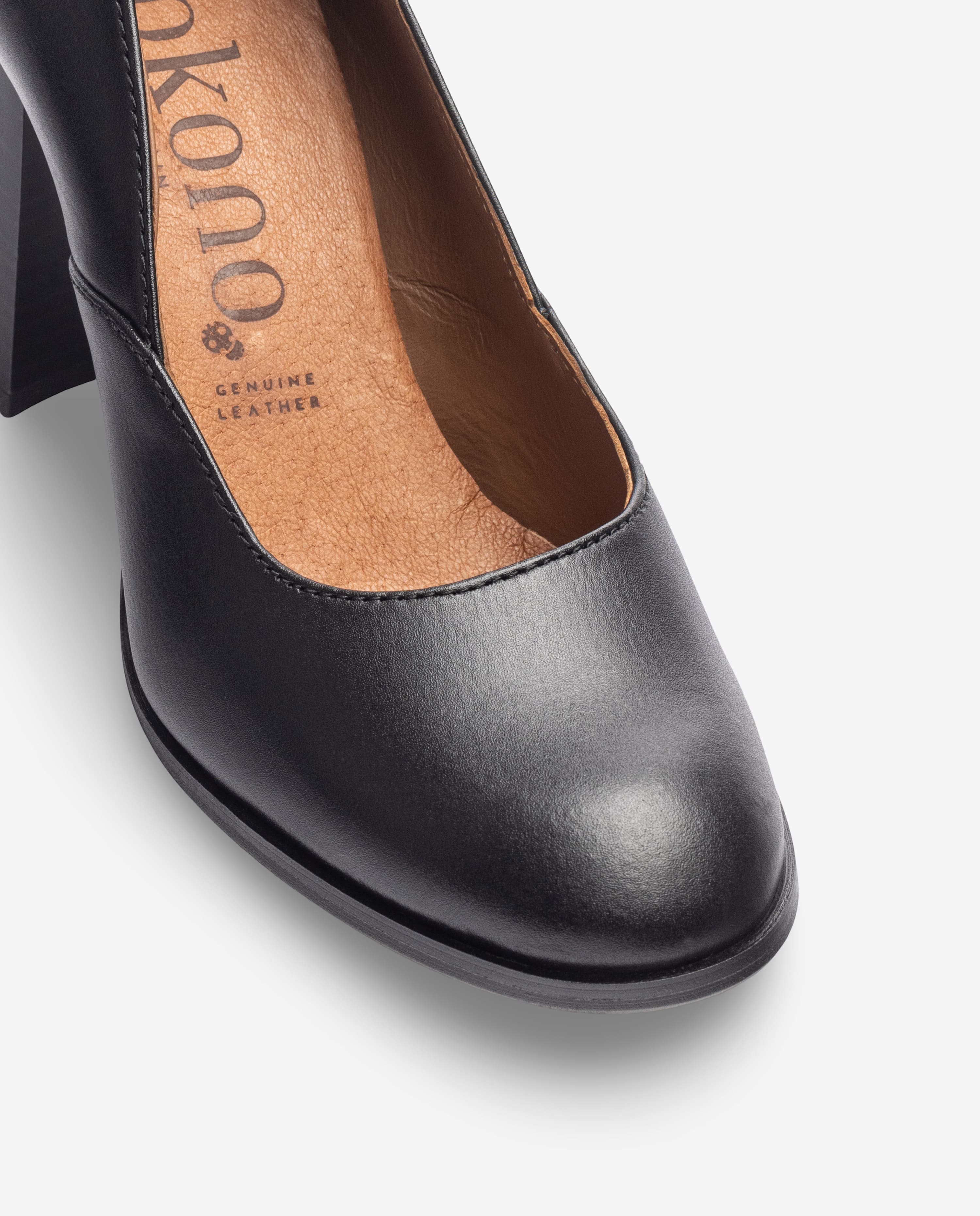 Yokono Loir-001 décolleté nero tacco 6 cm cuoio
