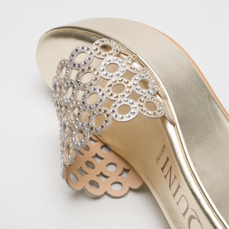 Pasquini Bianca sabot platino con strass zeppa 6 cm