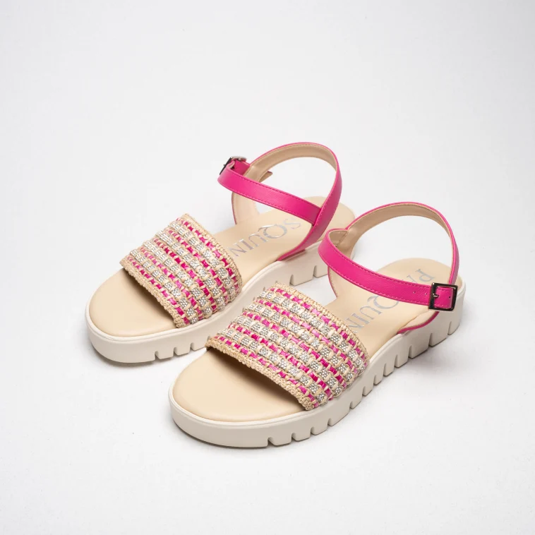 Pasquini City Chic Dora sandalo beige fucsia strass