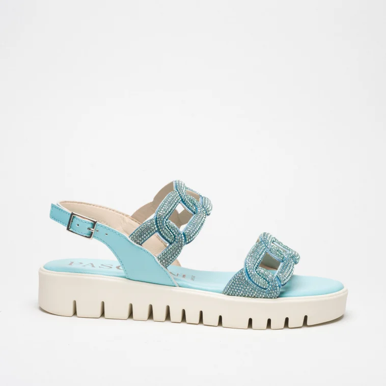 Pasquini Calzature Greta sandalo verde acqua strass 3 cm