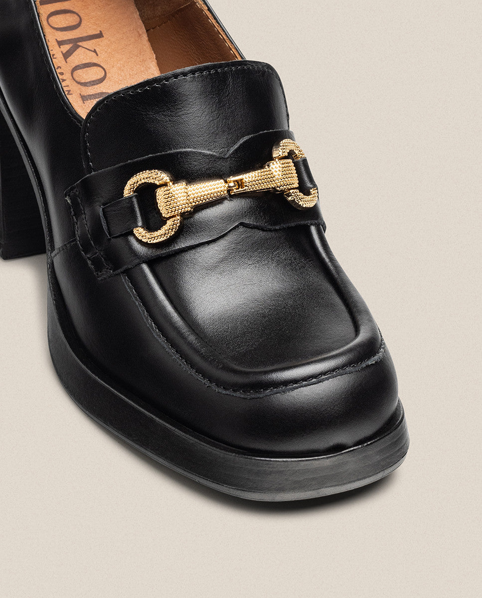 Yokono Kolin-011 mocassino con tacco nero tacco 6 cm
