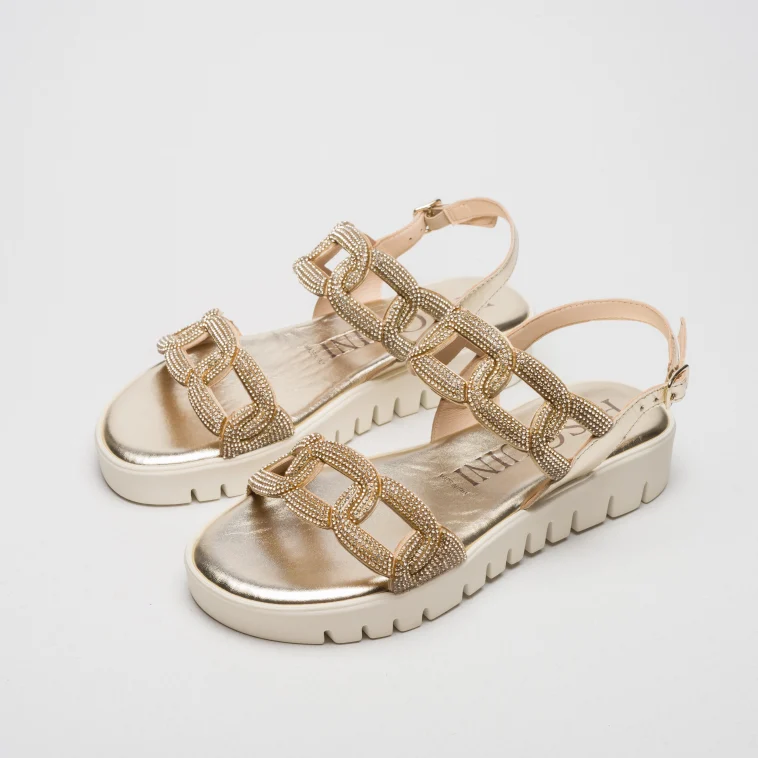 Pasquini Greta sandalo platino 3 cm strass