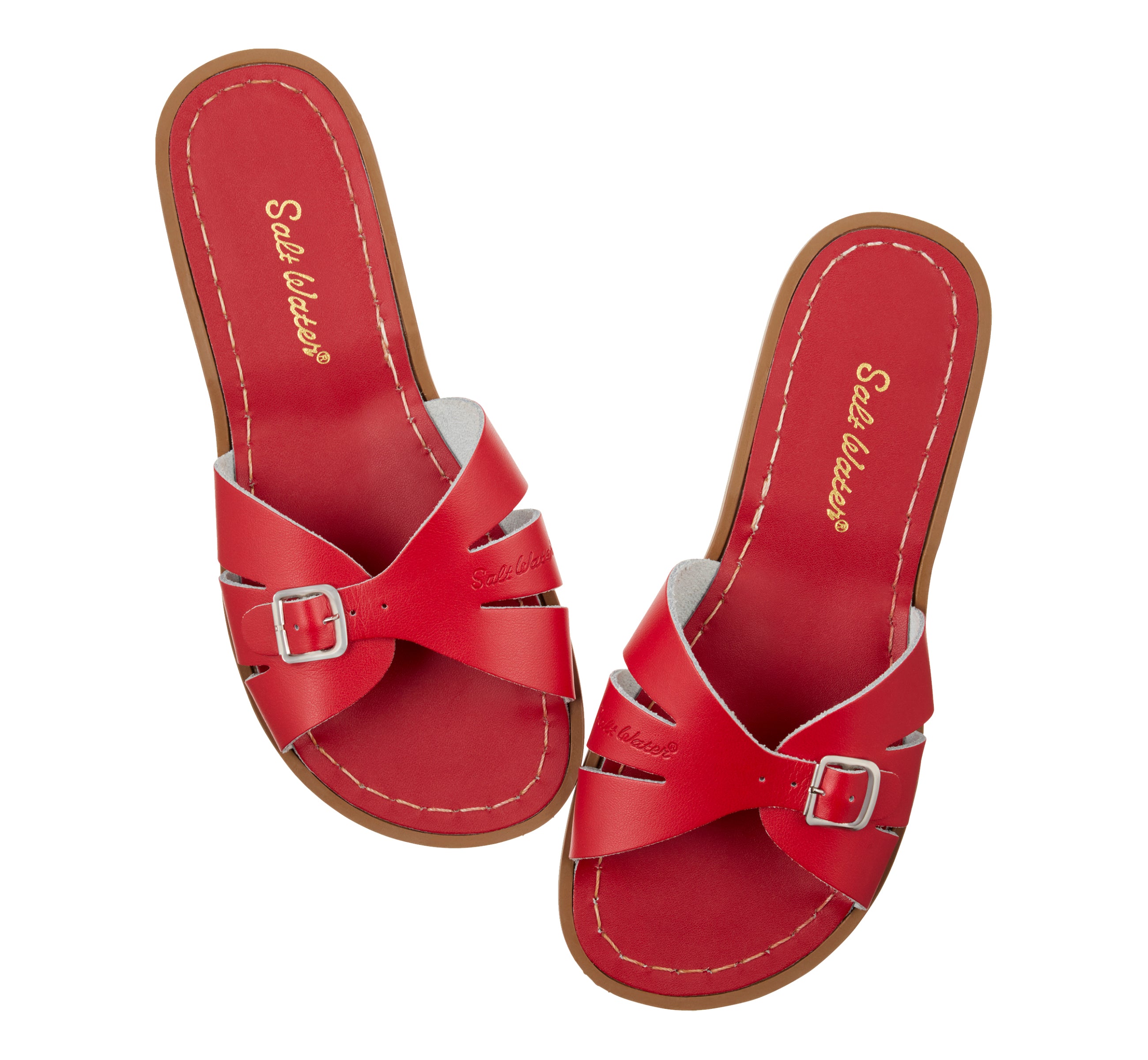 Salt-Water Classic Slide ciabatte donna rosse in cuoio