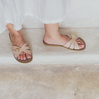 Salt-Water Classic Slide ciabatte donna beige in cuoio