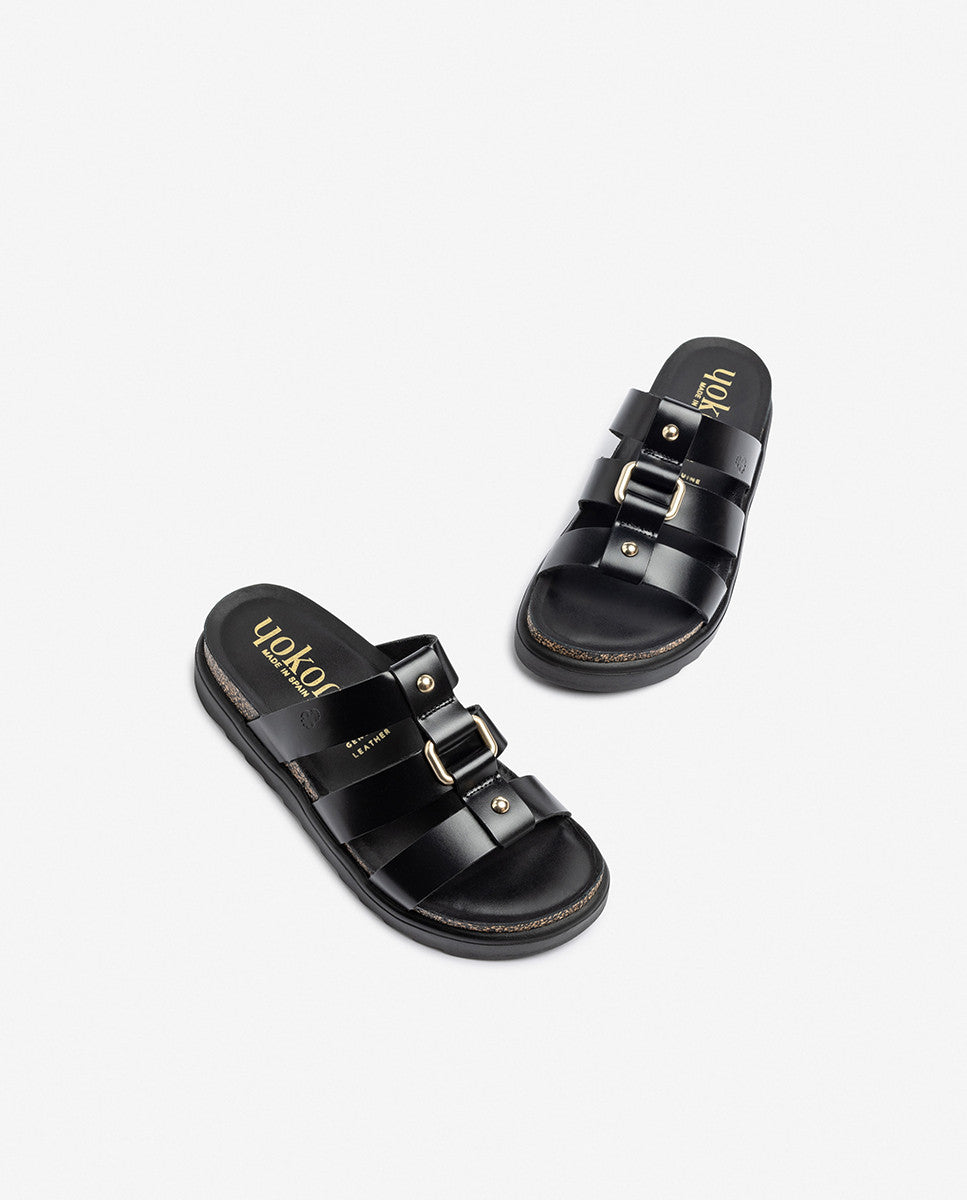 Yokono Tunez 256 sandali con plateau neri scamosciati