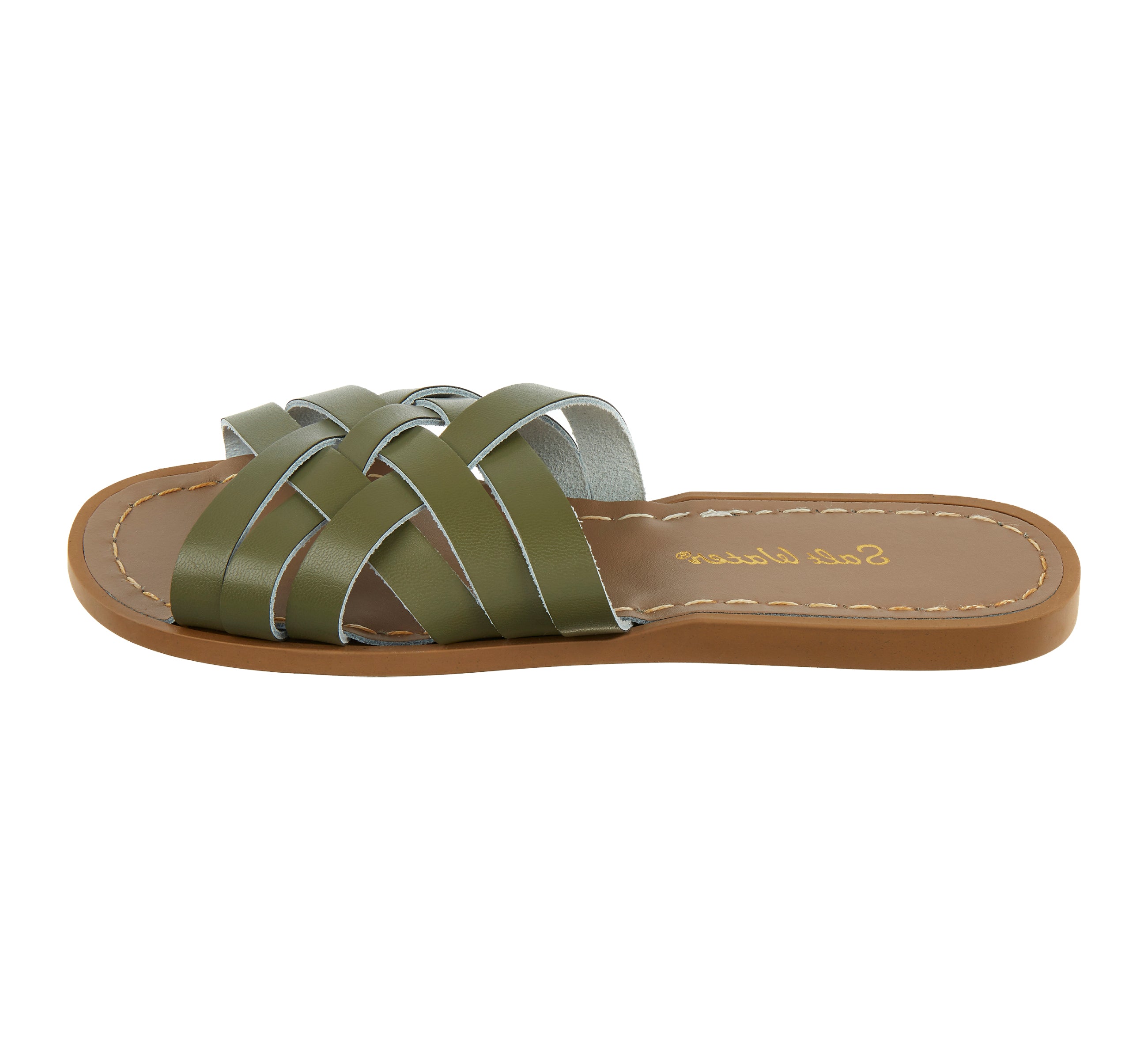 Salt-Water Sandals Retro Slide ciabatte donna verde oliva pelle