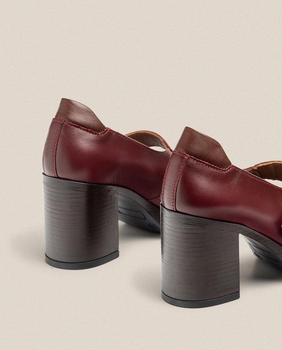 Yokono KOLIN-010 scarpe con tacco bordeaux pelle