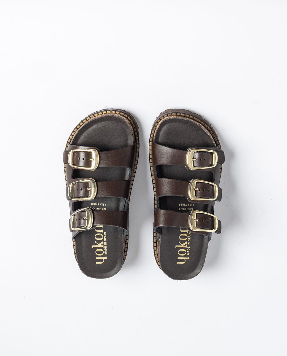 Yokono Ali-260 sandali plateau donna marrone in cuoio