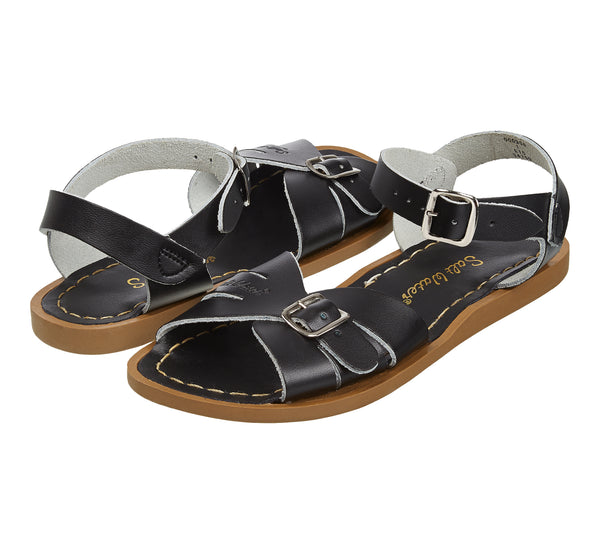 Salt-Water Classic sandali donna nero in cuoio traspirante