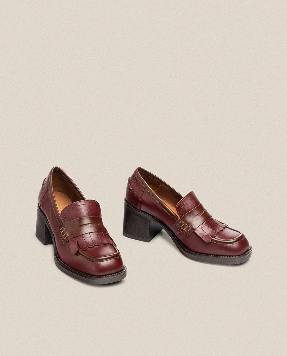 Yokono Landas-006 decollete donna bordeaux in pelle
