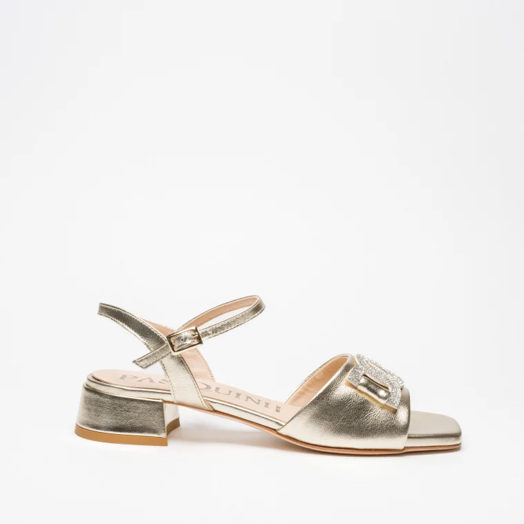 Pasquini Calzature Nina sandalo platino tacco 3,5 cm cuoio