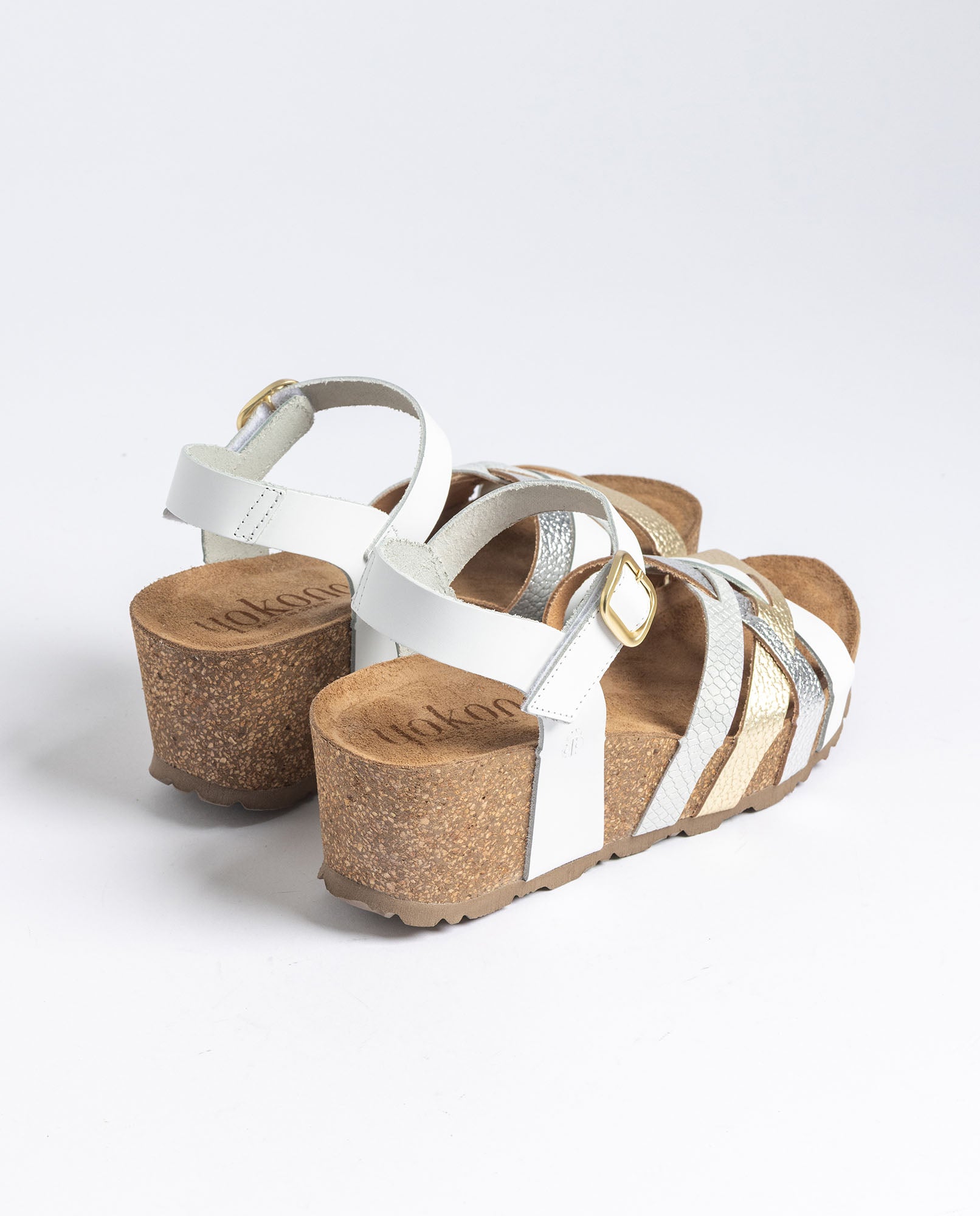 Yokono Bari-264 sandali zeppa donna oro in pelle