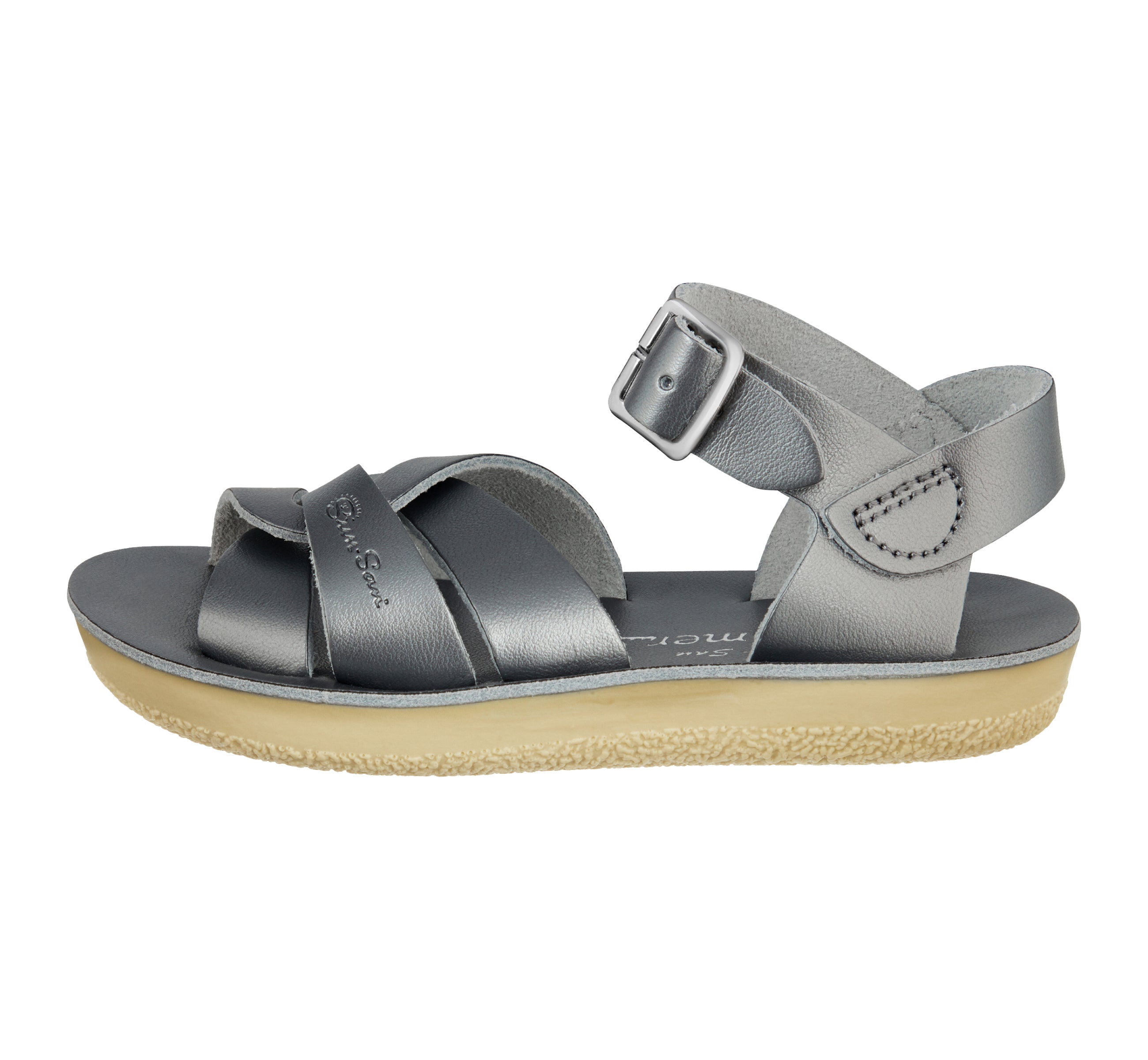 Salt-Water Swimmer sandali pewter bimbo in cuoio