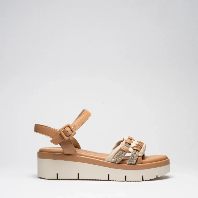 Pasquini Calzature Cloe sandalo cuoio beige zeppa bassa