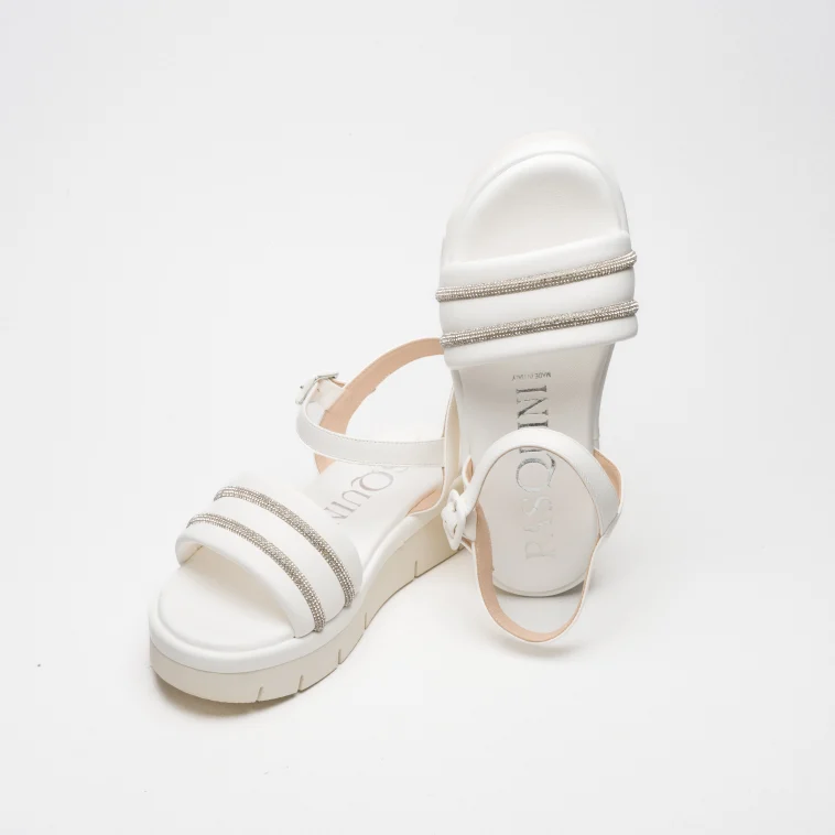 Pasquini Sandy sandalo avorio in pelle con strass