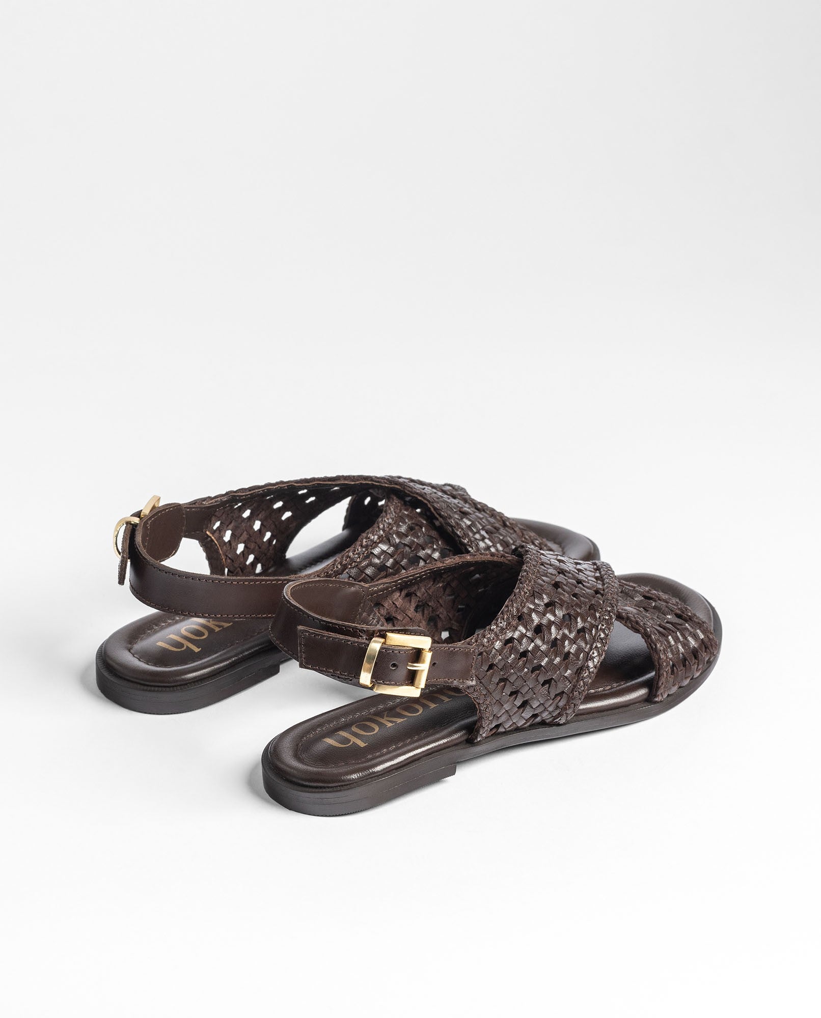 Yokono Cres-252 sandali bassi marrone scuro in pelle