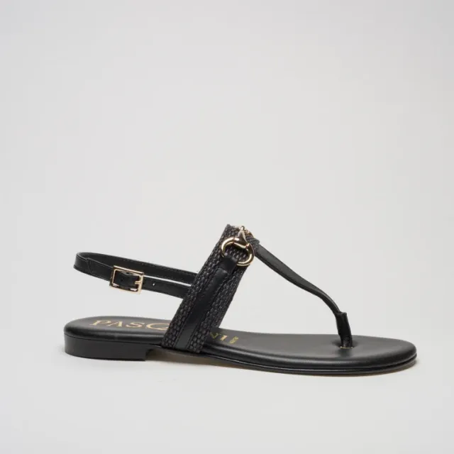 Pasquini Calzature Capri sandalo infradito nero cuoio
