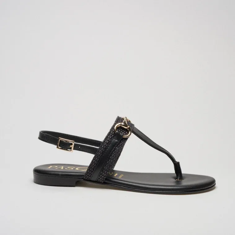 Pasquini Calzature Capri sandalo infradito nero cuoio