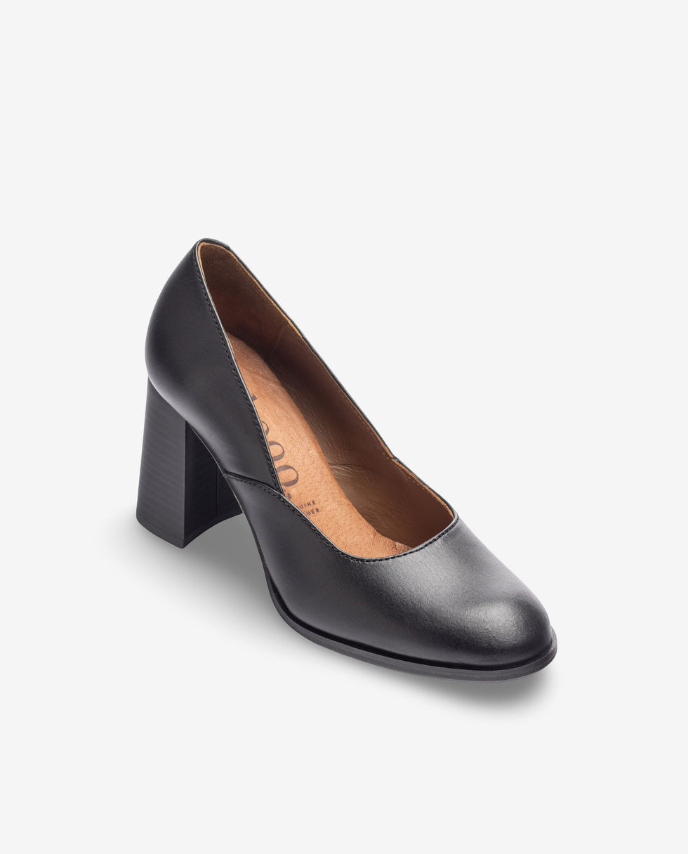 Yokono Loir-001 décolleté nero tacco 6 cm cuoio