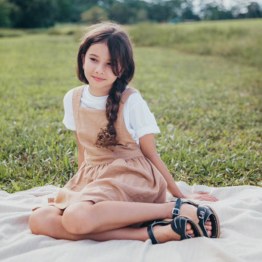 Salt-Water Classic sandali bimbo blu navy in cuoio