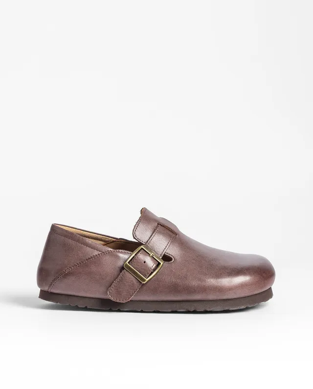 Yokono Ibon-262 zoccoli marrone in pelle con fibbia