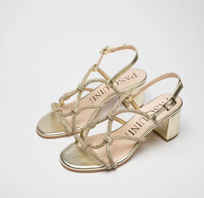 Pasquini Lux sandalo platino in pelle con tacco