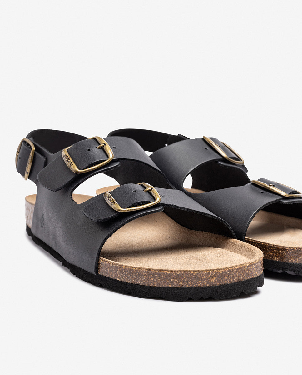 Yokono Macam-151 sandalo uomo nero in cuoio