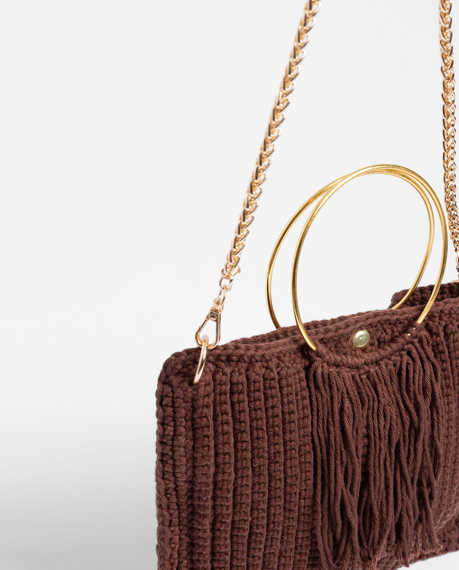 Yokono B-Velvet borsa crochet marrone fatta a mano