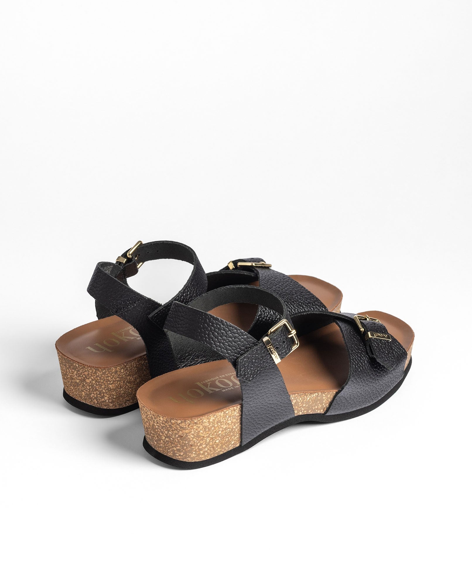 Yokono Bogo-263 sandali con zeppa neri in pelle