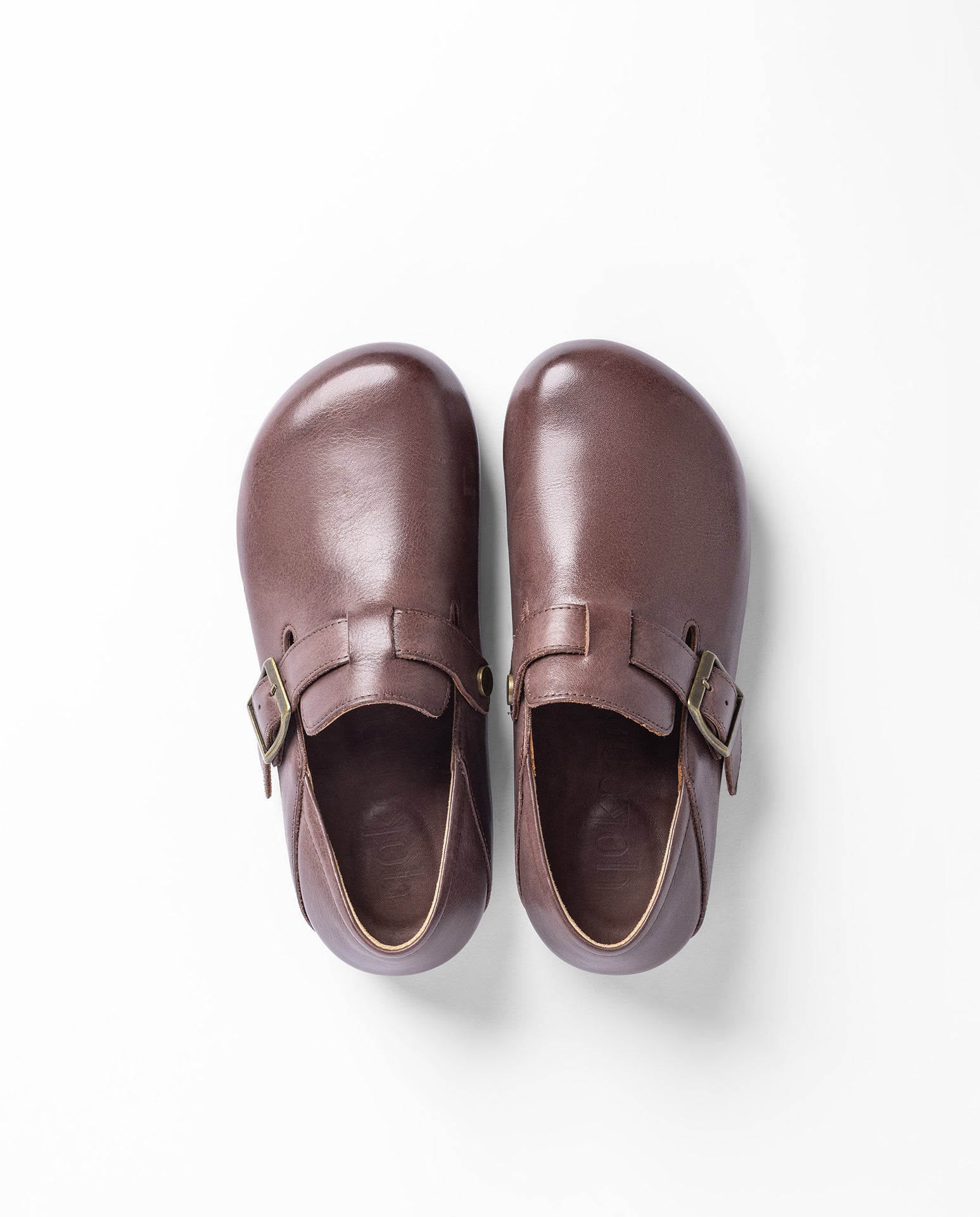 Yokono Ibon-262 zoccoli marrone in pelle con fibbia