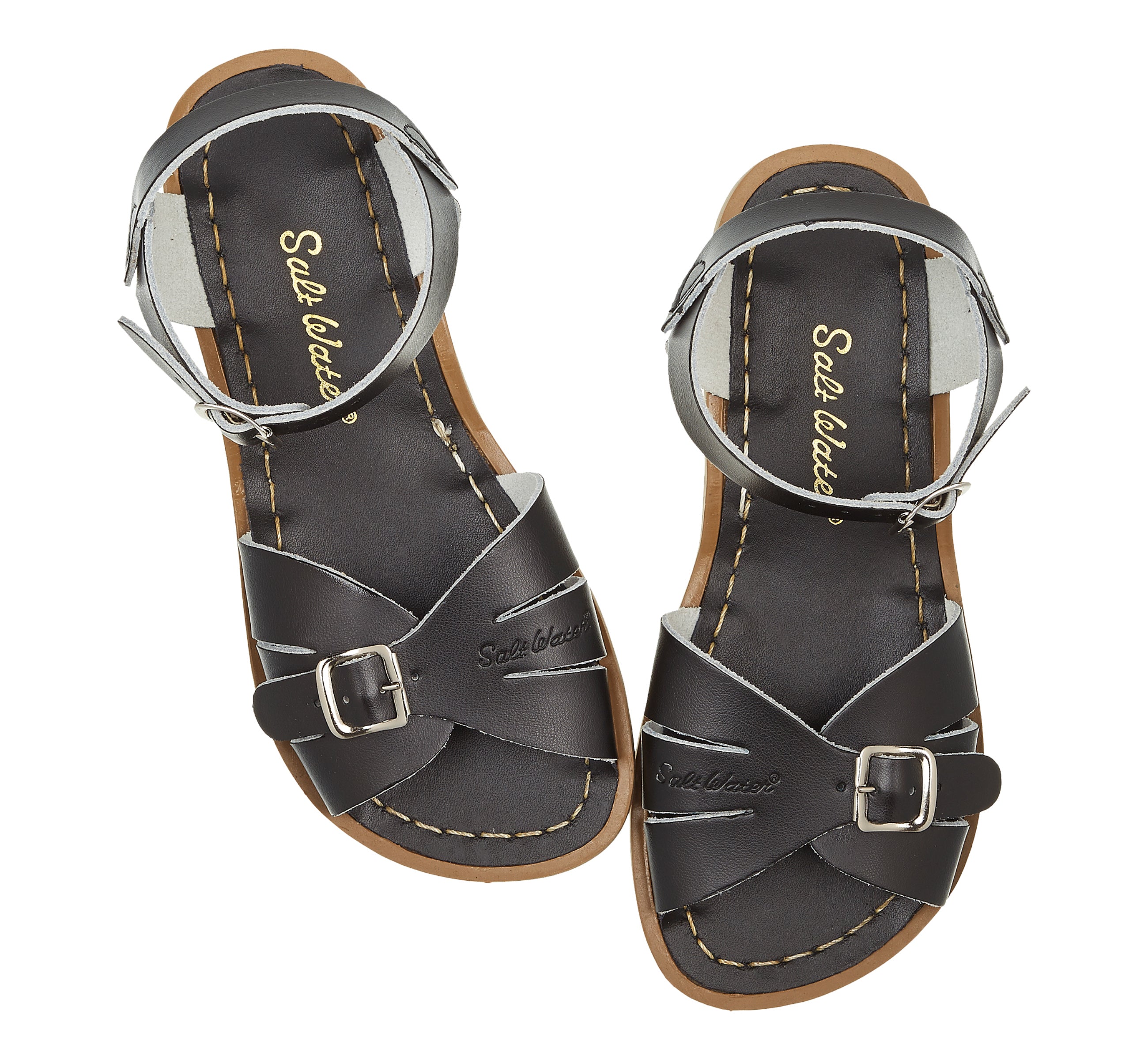 Salt-Water Sandals Classic sandali bimbo nero in cuoio